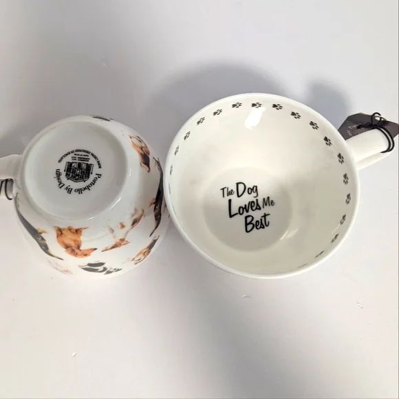Portobello Bone China The Dog Loves Me Best Jumbo Mug Set - Picture 5 of 6